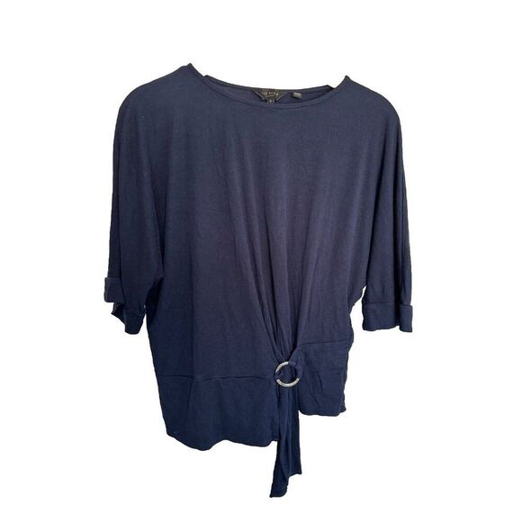 Ted Baker Womens Navy Blue IIsobel Drape Jersey T-Shirt Sz 3 - Picture 2 of 15